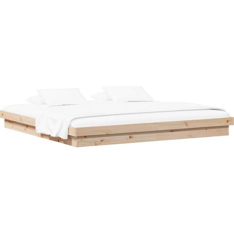 Bed Frame Natural 200 x 200 cm Solid Pine Wood vidaXL