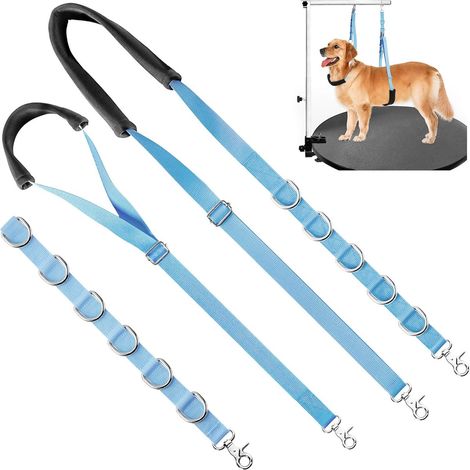 Cinghia addominale, blu, cinghia addominale per la toelettatura del cane, prolunga per il braccio del tavolo da toelettatura con clip, anello di prolunga, barra da bagno (1/5)