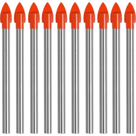 Brocas para azulejos de 6 mm para taladrar vidrio, 10 brocas para vidrio con revestimiento de titanio, brocas para azulejos de 6 mm de carburo de tungsteno para taladrar azulejos, vidrio, cerámica y m