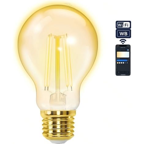 Ampoule Filament Connectée WiFi A60 E27 Verre Ambré Doré - Style Rétro - Déco Intérieur (1/2)