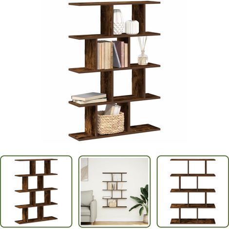 Rangement - Étagère cube murale 12 compartiments chêne fumé bois ingénierie (1/5)