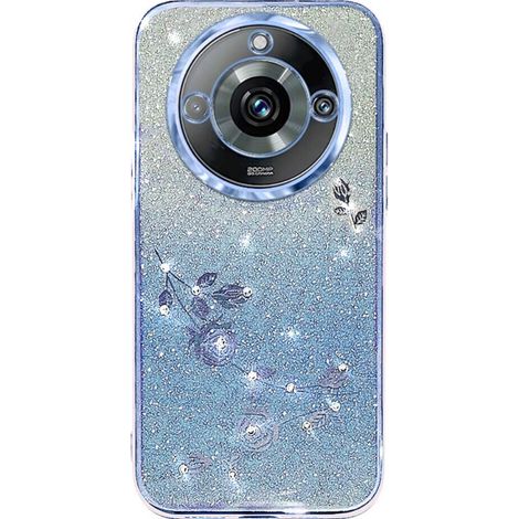 Custodia per Realme 11 Pro 5G / Pro+ 5G, Fiore glitterato, Blu