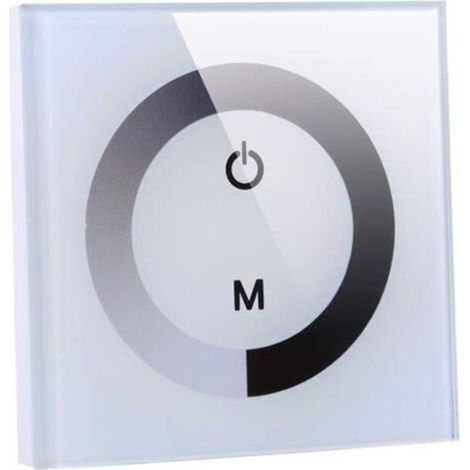 Interrupteur de Lumière Tactile Mural, Contrôleur de Luminosité de Variateur de Lumière LED, Panneau Tactile Couleur Unique pour Contrôleur Bande de Lumière LED DC 12V-24V(Blanc)