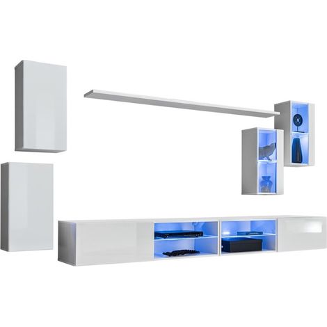 Conjunto de muebles de salón SWITCH XXV de diseño, de color blanco brillante.