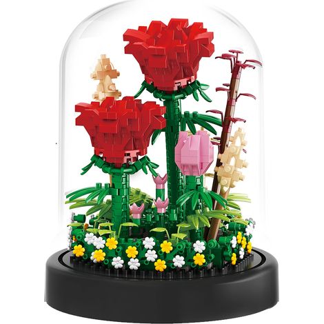 593 pièces Divers accessoire de portail, modèle floral en briques, roses et bonsaï, décoration intérieure, cadeau festif (1/5)