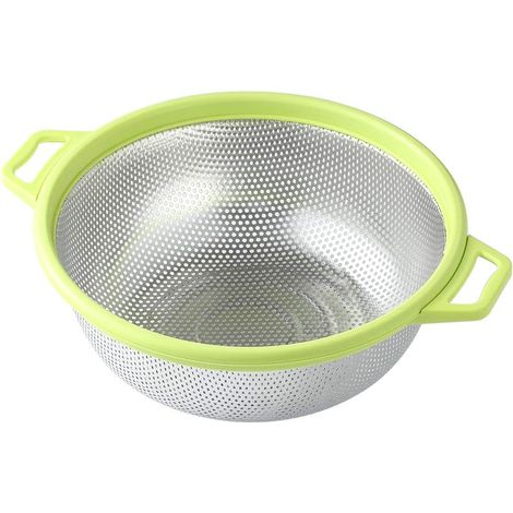 Passoire en acier inoxydable 5 litres, grande passoire verte avec pieds, pour pâtes, fruits, légumes (1/4)