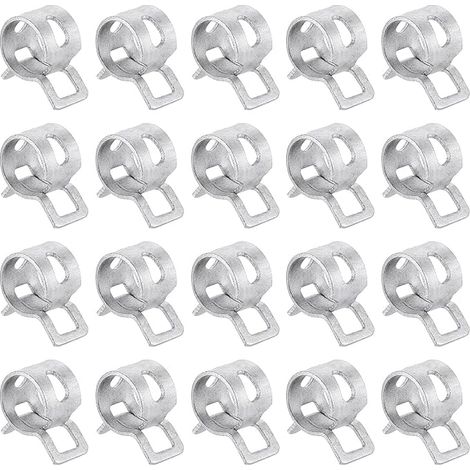 20pcs Colliers A Ressort Type Bande 8mm Collier Serrage Argent (1/5)