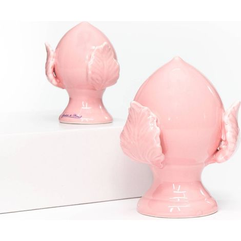 PUMO colorato ROSA Salentino Chiuso NEW decorazione in ceramica tipica pugliese Piccolo H 9 cm (1/4)