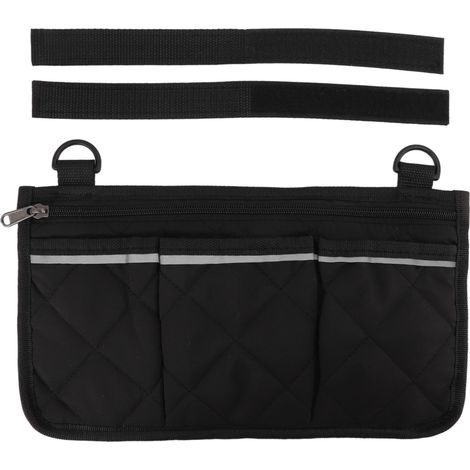 Wheelchair Pouch Bag Waterproof Polyester Multi Pocket Design Wheelchair Side Pocket for Outdoor Mobile Chair Black