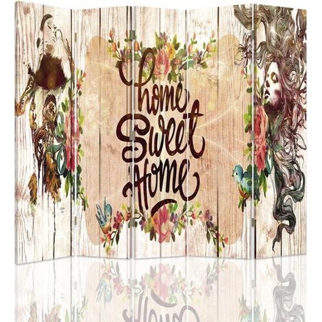 Paravento bilaterale, Iscrizione Home Sweet Home - 180x170 (1/5)