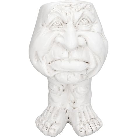 Pot de Résine Décoratif Visage Drôle - Sculpture Blanche Imperméable Mignonne (1/5)