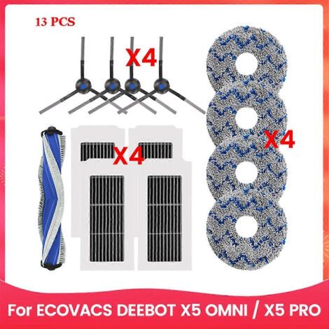 Pièces détachées pour aspirateur robot ECOVACS DEEBOOT X5 OMNI / X5 PRO : sac à poussière, filtre HEPA, brosse latérale principale