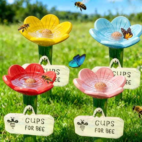 Abreuvoir à abeilles de jardin, 4 coupelles, abreuvoir à insectes spécialement conçu pour les abeilles et les papillons. (1/5)