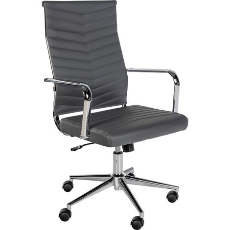 Sedia da ufficio in ecopelle Canby grigio