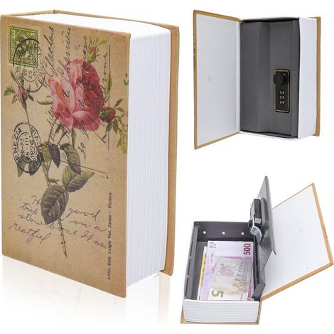 Coffre-fort à livre avec serrure à combinaison – coffre livre secret caché pour argent, bijoux, clés – boîte de sécurité livre portable pour maison, bureau et voyage (1/5)