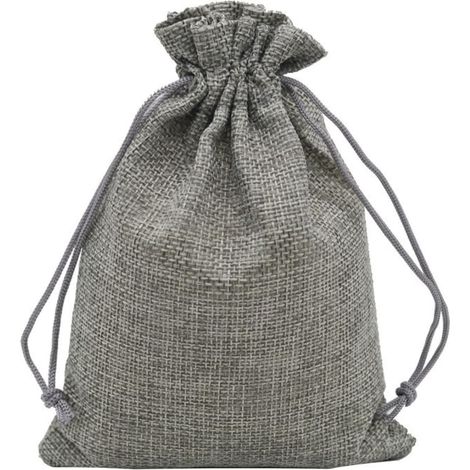 Pochettes Sachets en Lin Chanvre, Sac Toile de Jute avec Cordon de Serrage, Pochette Lin Réutilisable pour Mariages Bijoux la Fête Bricolage 20pcs 13x18cm (gris) (1/5)