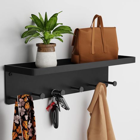 Porte-clé Mural en Métal avec Rangement Polyvalent pour Maison, Cuisine ou Bureau - Range Courrier avec 6 Crochets