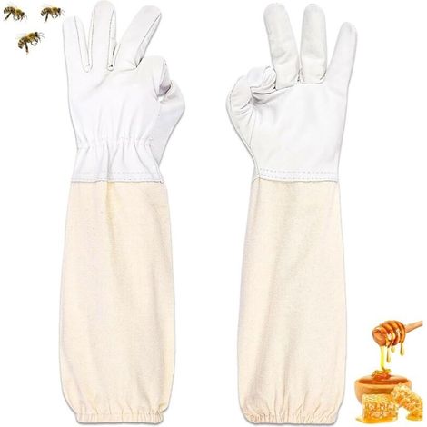 Gants d'apiculture en toile à manches longues de travail de jardinage équipement compatible avec les vêtements de protection XL (1/5)
