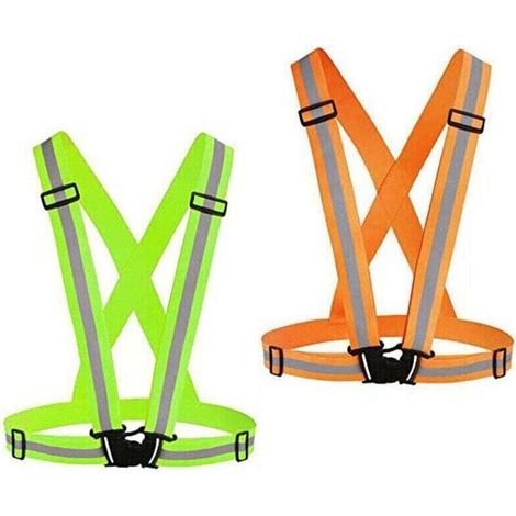 Set mit 2 verstellbaren, hochsichtbaren Warnwesten – Leichtes Nylongewebe – 360°-Reflexstreifen – Zum Laufen, Radfahren, Nachtarbeit (1/4)