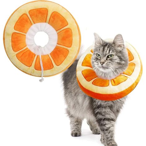 Collare morbido per la guarigione delle ferite dei gatti, collare protettivo per la convalescenza post-operatoria, simpatico collare a cono regolabile a forma di anguria per gatti, gattini e cuccioli, (1/5)