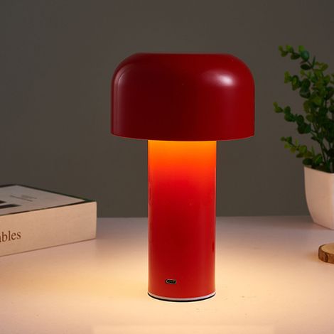 Berührungsempfindliche LED-Pilz-Schreibtischlampe für Schlafzimmer, Büro, Ausstellungsraum, 3 Farbtemperaturen, Bar-/Restaurant-Schreibtisch, USB-wiederaufladbare Schreibtischlampe (rot) (1/5)