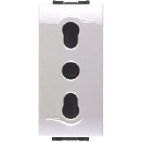 PRESA SICUREZZA BIVALENTE AQUA- - 2 poli+terra 10/16A alveoli ø mm.4/5 (7679) - 6 pezzi MARLANVIL