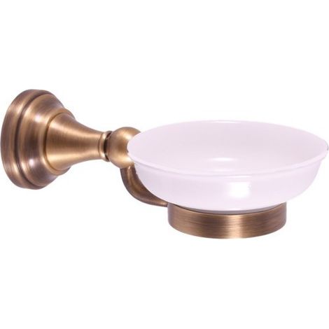 Porte-savon rétro MORAVA en laiton bronze et céramique 19x11 x6,45 cm (1/3)