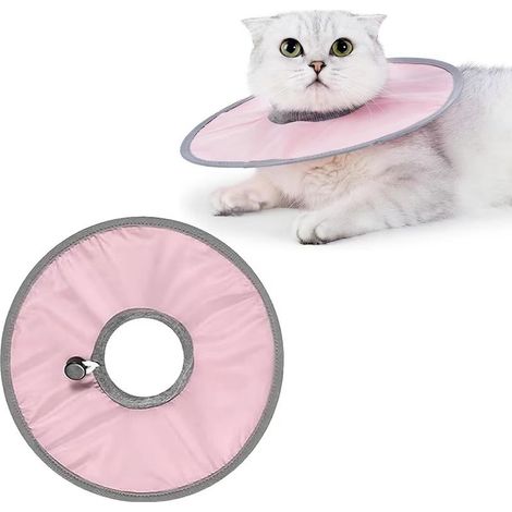 Collier rose pour chat, taille L - convient aux tours de cou jusqu'à 32 cm, en polyester doux. (1/5)