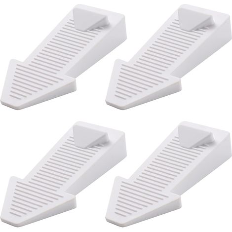 4 pièces Cale Porte Sol Caoutchouc Antidérapante, Bloc Hauteur Réglable Arrêt de Porte, Non Toxique, Sans Odeur, pour Carrelage Sol Blanc