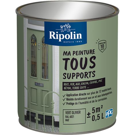 Ma Peinture Tous Supports - Mat - 0,5L - Vert Olivier - Ripolin (1/5)