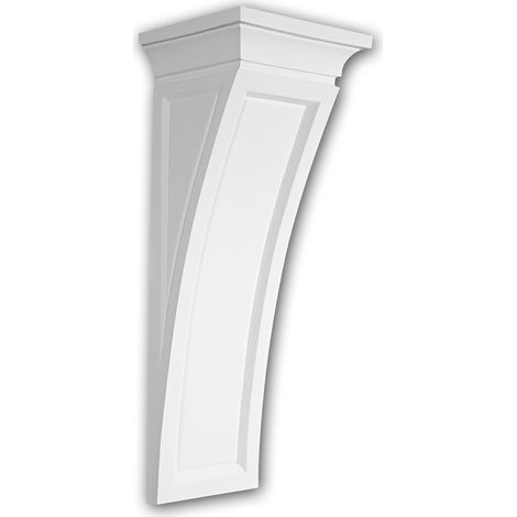 Profhome Decor – Console décorative style dorique blanc – Polyuréthane haute densité – Longueur 18,8 cm – Largeur 49,6 cm – Hauteur 16,3 cm (1/4)