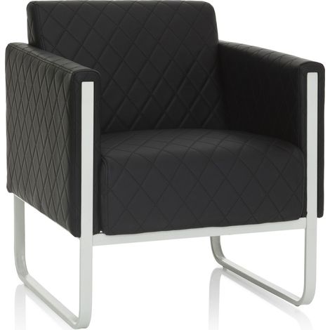 Loungesessel ARUBA STEP Gestell weißgrau Kunstleder 1-Sitzer schwarz hjh OFFICE