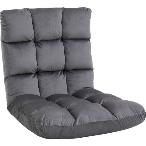 CHICFURN Poltrona da pavimento 3 in 1 pieghevole 55x71x53,5 cm grigio scuro (1/5)
