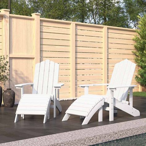 vidaXL Sillas de jardín Adirondack 2 uds con reposapiés HDPE blanco (1/4)