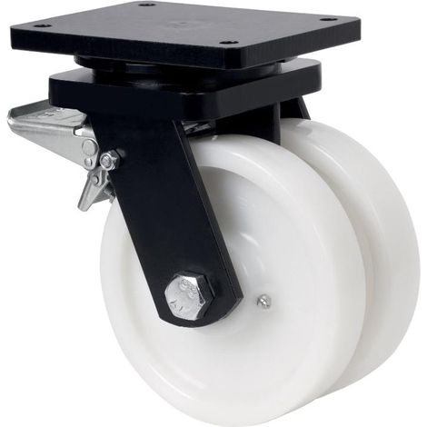rueda giratora placa freno 10hlgfd150-ft nylon blanco extrafuerte(doble) liso (1/2)