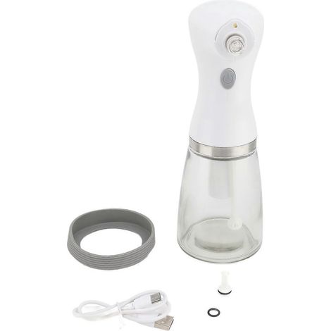 Elektrischer Ölsprüher mit LED-Licht, Glas, kontinuierlicher Sprühnebel, verstellbare elektrische Ölspenderflasche
