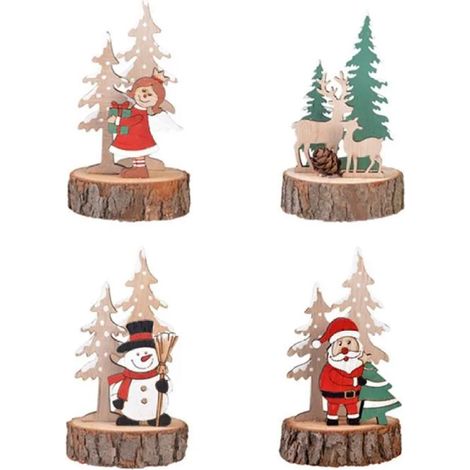 Décoration de table en bois pour sapin de Noël, Père Noël, Ange des neiges, Décorations pour la maison, Décorations de salon (1/5)
