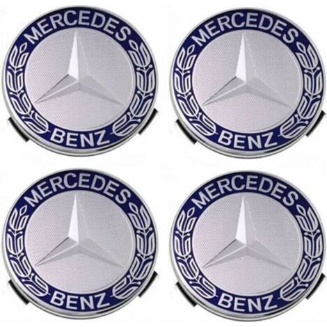 Copricerchi compatibili con Mercedes-Benz, 75 mm – blu, set da 4 -Crezuo