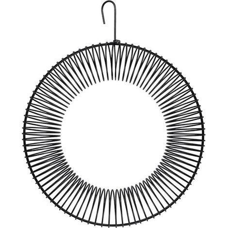 Casetta per uccelli a forma di ghirlanda di arachidi, mangiatoia per uccelli, stazione di alimentazione per uccelli, acciaio inox, alta 40 cm, nera (1/5)
