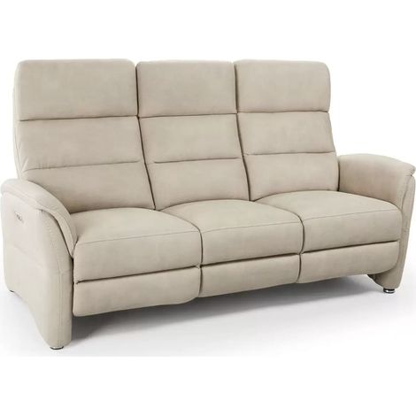 Les Tendances – Canapé relax électrique 1 place en nubuck beige clair – Mécanisme relax indépendant – Assise en mousse haute densité – Dimensions L 88 x P 158 x H 93 cm