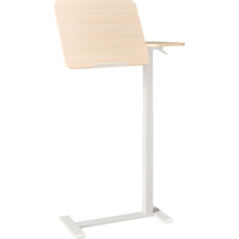 Escritorio de altura regulable manual para ordenador portátil oficina moderna 70 x 40 cm soporte de acero marrón claro con blanco Schola (1/5)