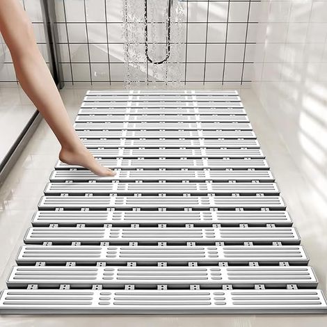 Tapis de Douche Antidérapant - Tapis Antidérapant Baignoire - Caillebotis Douche avec Ventouses, Matériau PP+TPE, Découpable - 68x40cm (1/5)