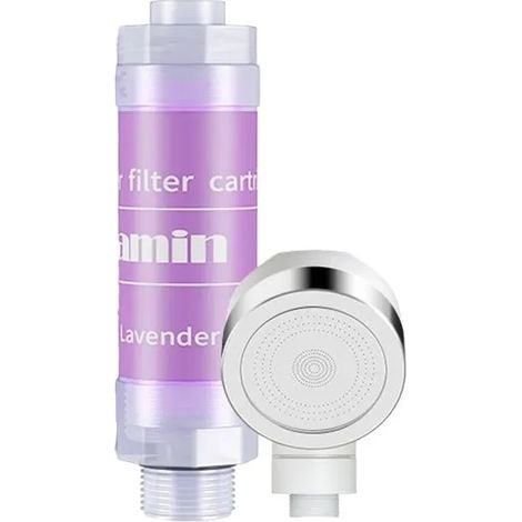 Pommeau de douche à la lavande avec filtre à eau, déchloration et vitamine C, parfumé, anticalcaire et impuretés. (1/5)
