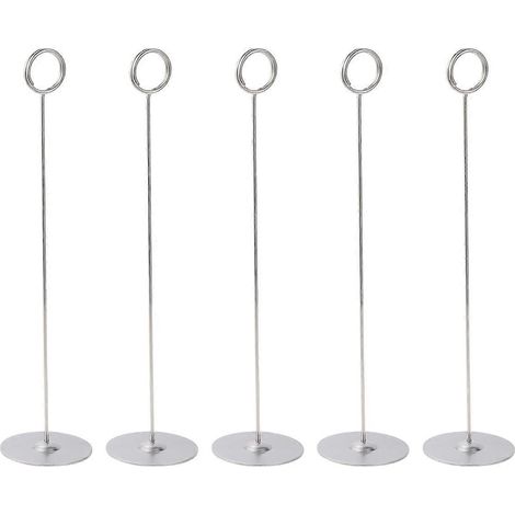 Lot de 5 porte-numéros de table en acier inoxydable, porte-panneaux, support photo pour mariages, restaurants, hôtels, fêtes et événements-5 pcs (1/3)
