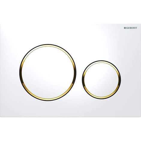 Geberit Sigma20 Plaque de déclenchement double touche Couleurs blanc / doré Ref: 115.882.KK.1 (1/4)
