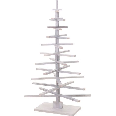 Albero di natale moderno HHG-029 decorazione natalizio 3D stile Shabby legno 130x82x82cm bianco