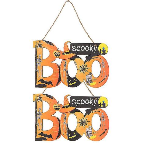 2 Halloween-Holzanhänger für Halloween-Dekorationen