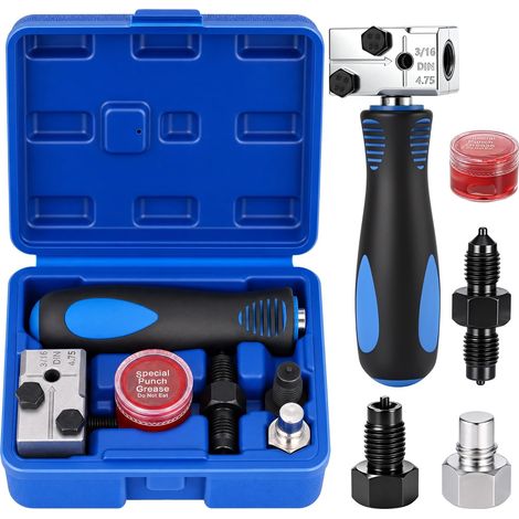 Kit D'Évasement pour Conduite De Frein 4,75 mm / 3/16", Outil À Évaser Double DIN, Kit De Réparation Universel pour Tubes en Cuivre, Cuivre-Nickel Et Acier, Système De Freinage Auto (1/5)