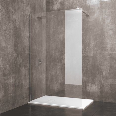 Parete Doccia Fissa Walk In Cabina Box Bagno Con Con Barra Stabilizzatrice Anta In Cristallo Temperato Trasparente da 8 mm Reversibile Profilo A Muro In Alluminio Anodizzato Praia (130 x 195 Cm) (1/3)