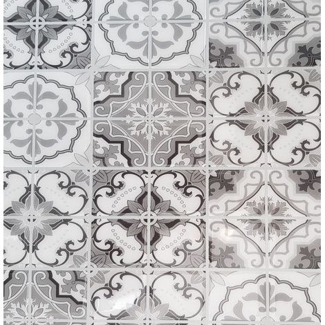 15 Azulejos Adhesivos 3D Vintage Negro - Access Deco
